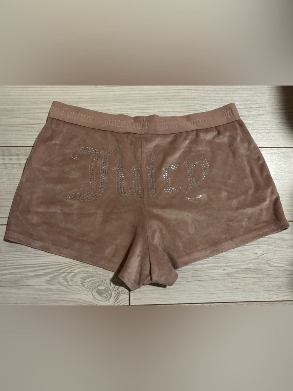 Juicy Couture Dusty Rose Suede Logo Bike Shorts